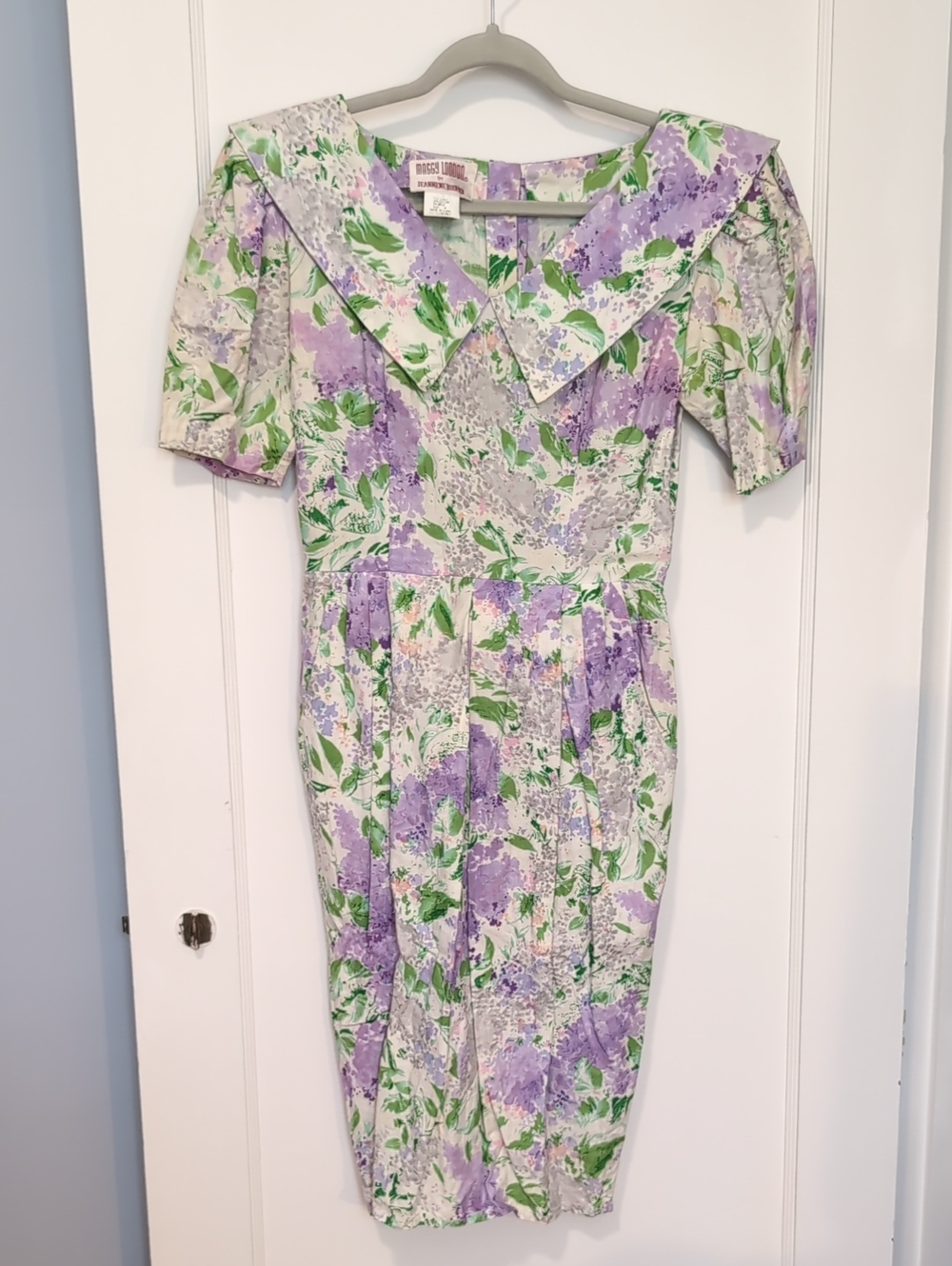Maggy London Vintage Lilac and Green Floral Midi Dress